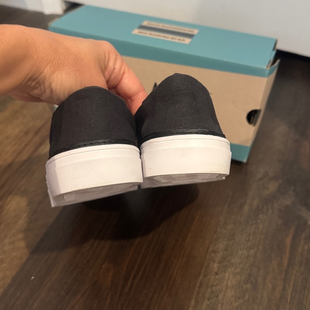 TOMS Black Canvas Slip-Ons - Picture 3 of 4
